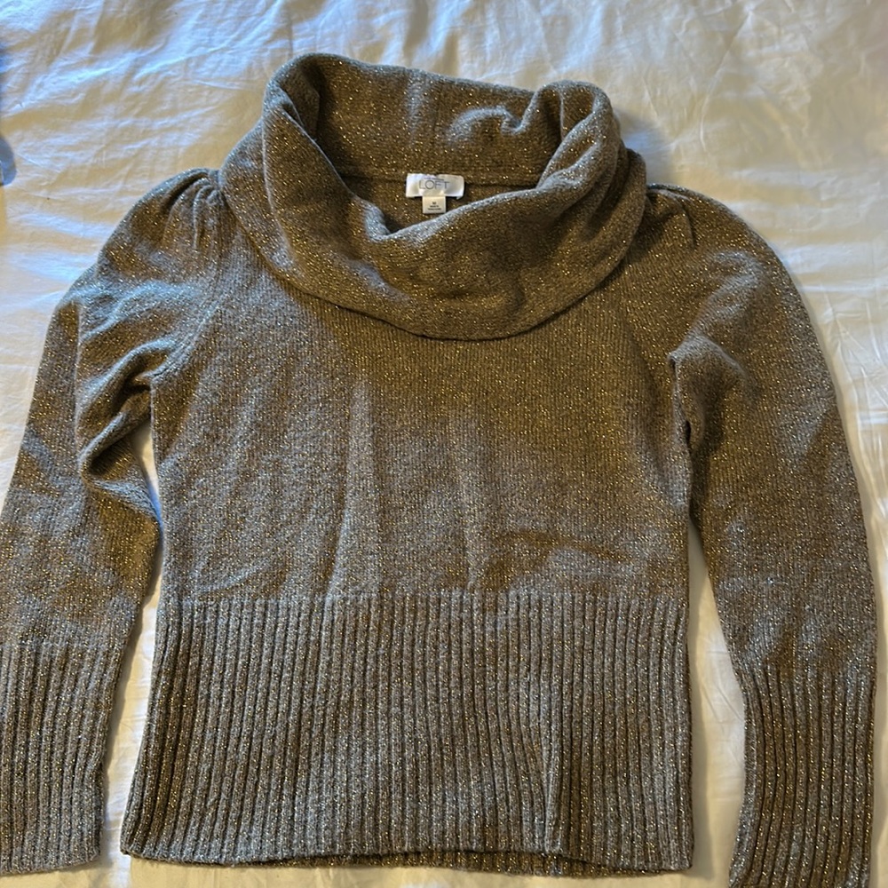 Ann Taylor Loft Gold Glitter Sweater